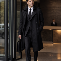 Vintage Midnight Black Peacoat