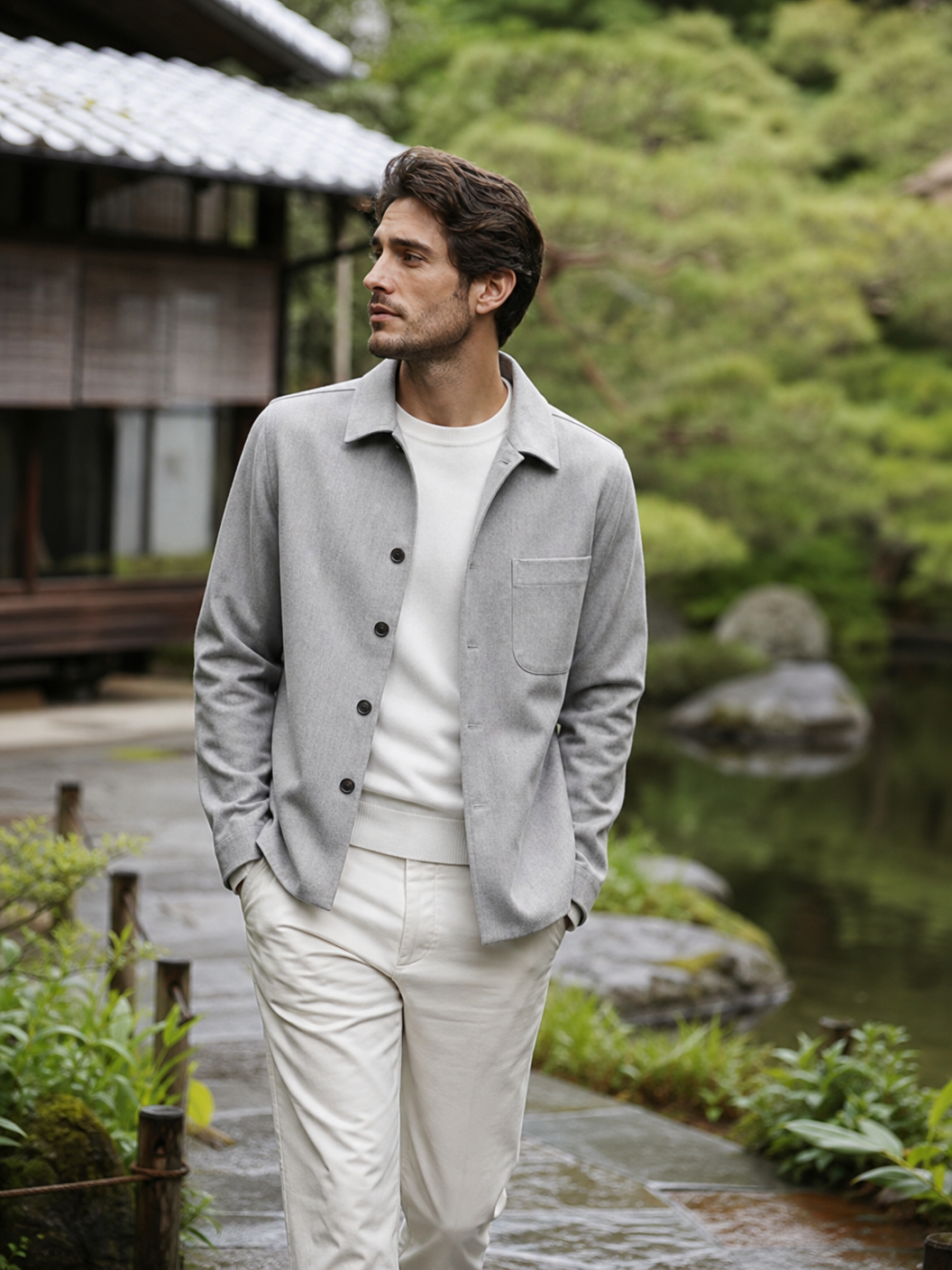 Modern Slate Grey Casual Jacket
